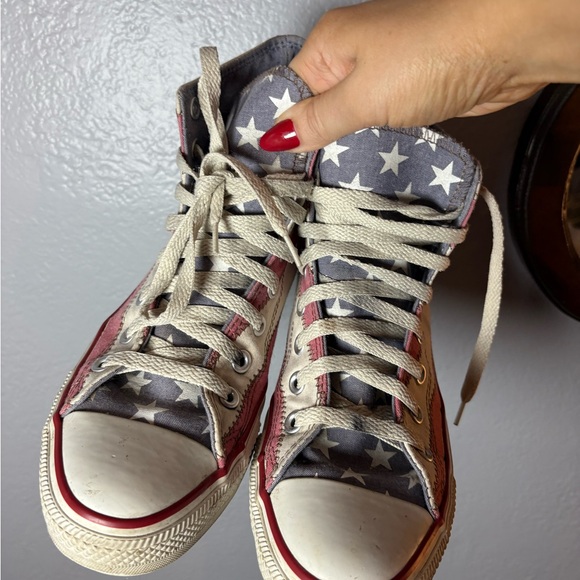 Converse American flag Pink and Gray High-Tops lace up men’s 7.5 women’s 9.5 - Picture 3 of 8